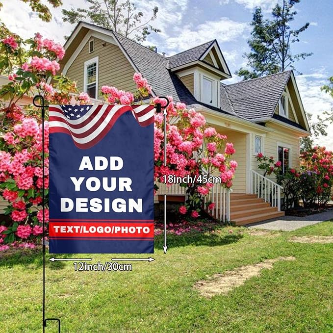 Custom Garden Flag Personalized Double Side Flags Add Your Image Text Logo Customized Home Decor Yard Flag for Outside 12 X 18 Inch