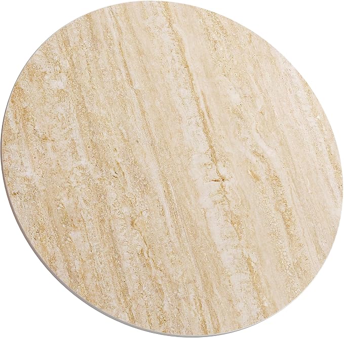 ZL ZELing Round Sintered Stone Table Top 31",Replacement Table Top for Indoor & Outdoor - Heat/Scratch Resistant Waterproof Ceramic DIY Desktop, Patio/Balcony/Bistro/Café & Dining Room (Beige)