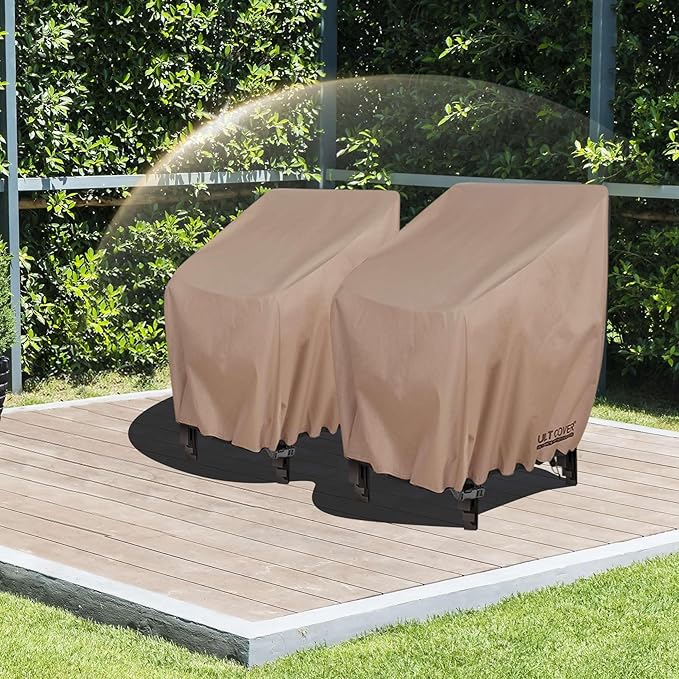 ULTCOVER Stackable Patio Chair Cover 2 Pack – Waterproof Outdoor Stack of Chairs Cover Fits Up to 26W x 30D x 45H inches