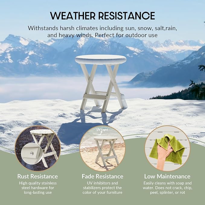 WestinTrends Malibu HDPE Outdoor 24.5 Inch Round Portable Folding Patio Dining Table, Sand