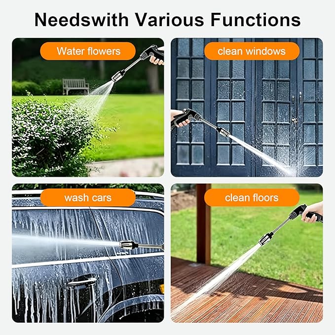 Aquoxis Pressure Washer, High-Pressure Gun Stainless Steel Handheld with 360° Rotating for 3 Spray Modes Effortless Dirt & Stain Removal Quick and Easy Installation Used for Garden Patio Car (1 Pack)