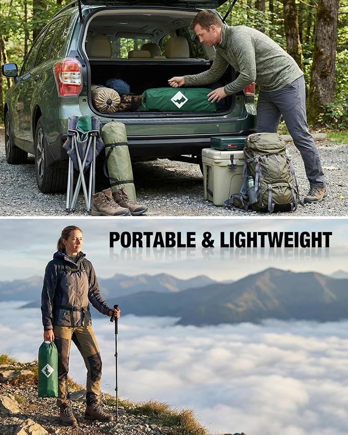 VILLEY Portable Camping Side Table, Ultralight Aluminum Folding Camp Table with Mountain Silhouette Print and Carry Bag, Compact Outdoor Picnic Table for Camping, Beach, Hiking, Travel, Medium