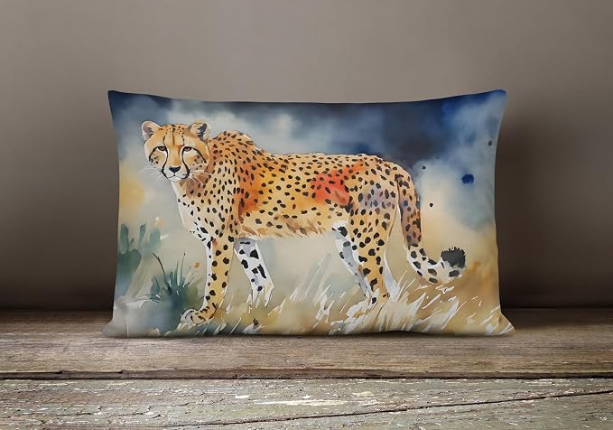 Caroline's Treasures DAC2890PW1216 Cheetah Throw Pillow Machine Washable, Indoor Outdoor Decorative Pillow for Couch, Bed or Patio, 12HX16W