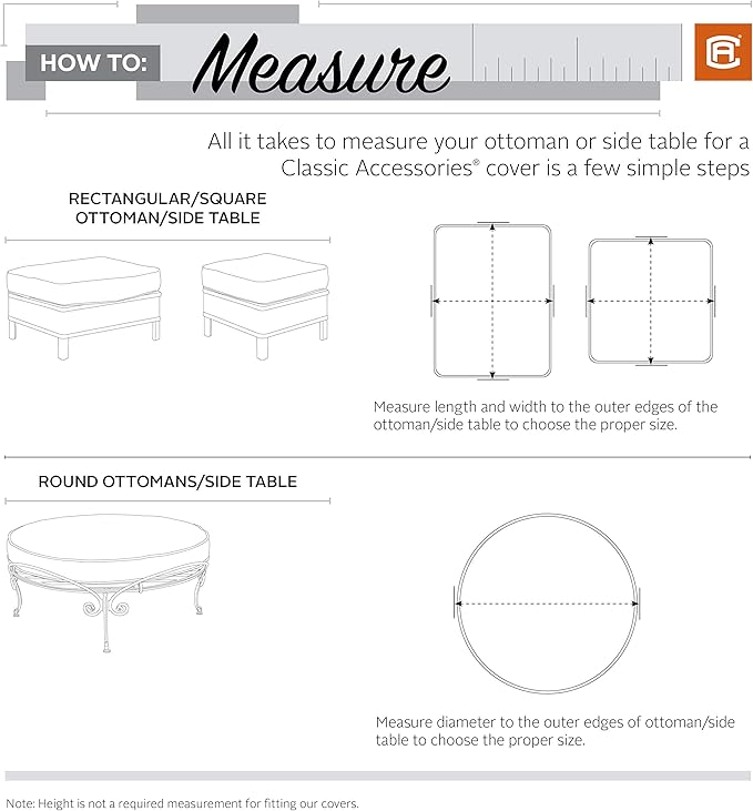 Classic Accessories Terrazzo Water-Resistant 24 Inch Round Ottoman/Coffee Table Cover, Outdoor Table Cover