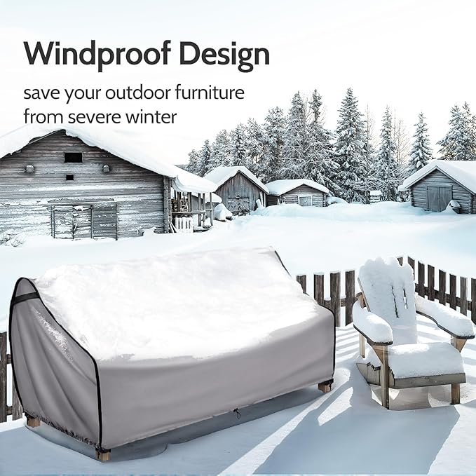 Outdoor Furniture Covers for Sofa Waterproof, Fits up to 52W x 32D x 34H inches, Patio Loveseat Cover Tear Resistant, Grey