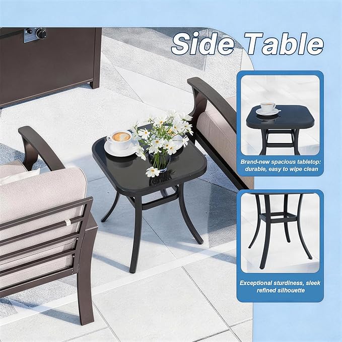 Kurapika Aluminum Patio Furniture Set 7-Seat Modern Metal Outdoor Conversation Sets w/Swivel Rocking Chairs Patio Sectional Sofa w/5.1 Inch Cushion, Grey