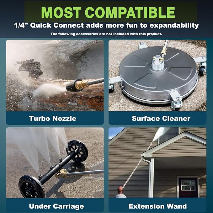 𝐏𝐫𝐞𝐬𝐒𝐮𝐫𝐞 𝐂𝐥𝐞𝐚𝐧𝐞𝐫 5000𝐏𝐒𝐈 with 33FT Hose,Car Clean Machine/Car/Driveway/Patio Clean,Dark Green