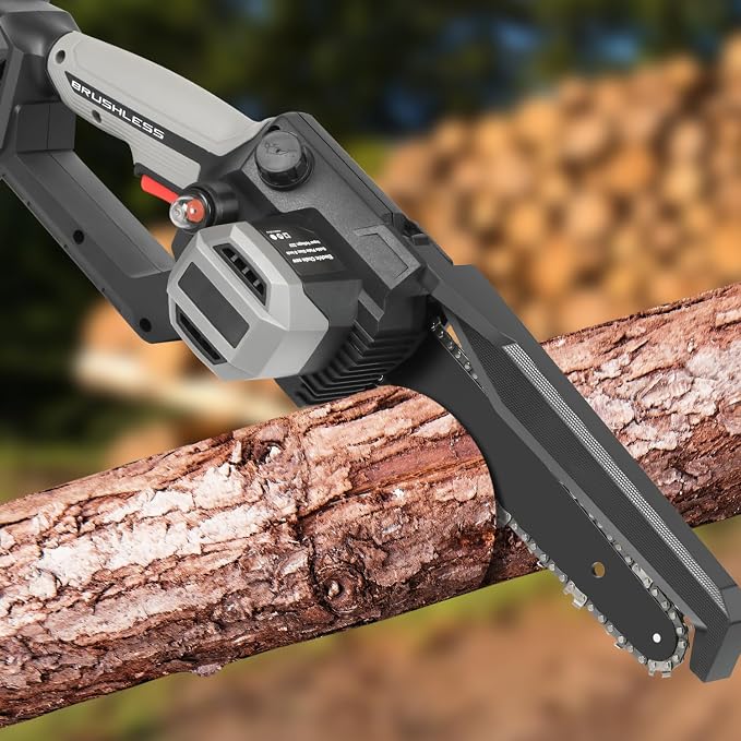 8 Inch Mini Chainsaw Cordless with 1150W Pure Copper Motor, 2x 3.0Ah Large Capacity Batteries, 5000RPM Brushless One-Handheld Electric Chain Saw for Garden Tree Trimming Branch Wood Cutting