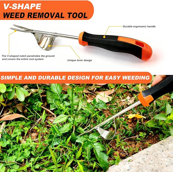 2026 Weed Puller Tool, 3-Piece Garden Weeder Tool Set, Weed Remover Tool, 4-Tine Uprooting Puller & Crevice Weeder, Portable Weeding Artifact for Backyard, Vegetable Garden & Farm
