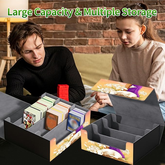 Large Card Deck Box for MTG, Fits 1200+ Sleeved Cards, PU Leather Storage Case with Strong Magnetic Closure, Multiple Colors Available for TCG CCG Baseball Card Collections, Goat Pigeon