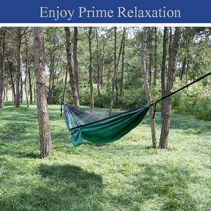Hammocks for Camping with Cover, Portable Hammock for Trees, Double Hammock with Mosquito Net Double, Hammocks for Outside 2 Person, for Beach, Backyard, Patio