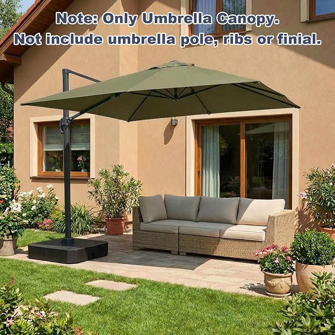 BPS 10'x10' Cantilever Umbrella Replacement Canopy for 8 Ribs Square Offset Umbrella, Outdoor Canopy Replacement for Patio Parasol, Canopy Only