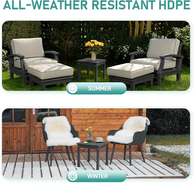 Outvita Outdoor Side Table, HDPE Adirondack Small End Tables Weather Resistant Patio Furniture for Backyard Poolside Porch Balcony