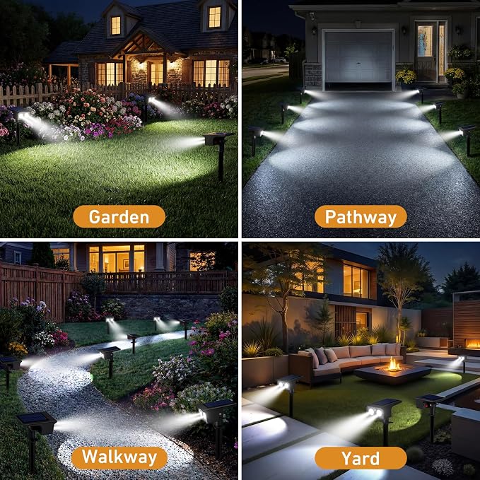 btfarm12 Pack Solar Lights Outdoor Waterproof, Motion Sensor Outdoor Lights | 3 Modes Solar Powered Yard Garden Solar Spot Lights for Outside Pathway Landscape Lighting, Cool White