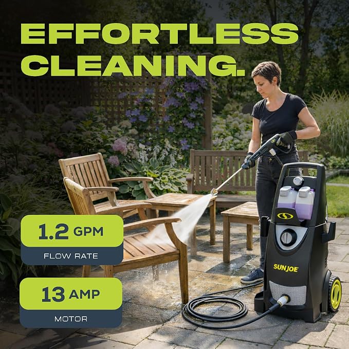 Sun Joe Pressure Washer, Electric Power Washer, Heavy-Duty 2500 Max PSI (2030 PSI PWMA Rated)-Portable Cleaning & Washing Machine System with Patios & Sidewalks, SPX3000