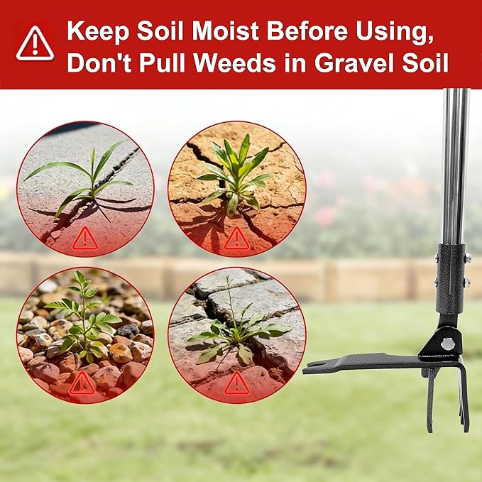 Weed Puller Tool Stand Up Hand Weeder Tool with Adjustable Long Handle, Weed Remover with Steel Head, Remove Weeds Root Easily without Bending, Pulling or Kneeling for Lawn Yard Garden(6 CLAWS)