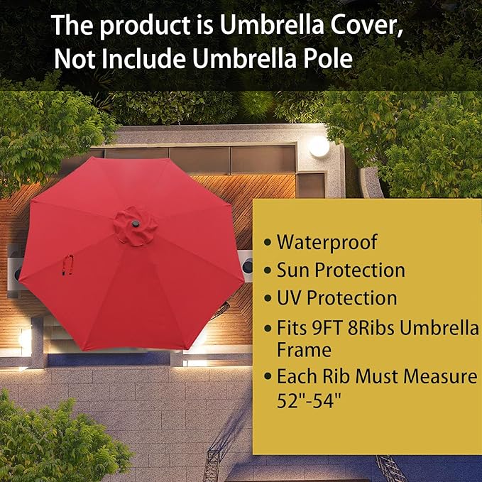 Goodgoods 9ft Patio Umbrella Replacement Canopy Market Umbrella Top Outdoor Umbrella Canopy (2pcs/package)
