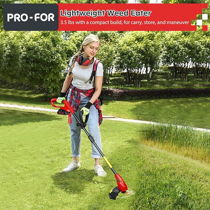 20V Lightweight Stringless Grass Trimmer, Battery Powered Weed Eater, Cordless Electric Weed Trimmer with Battery and Charger