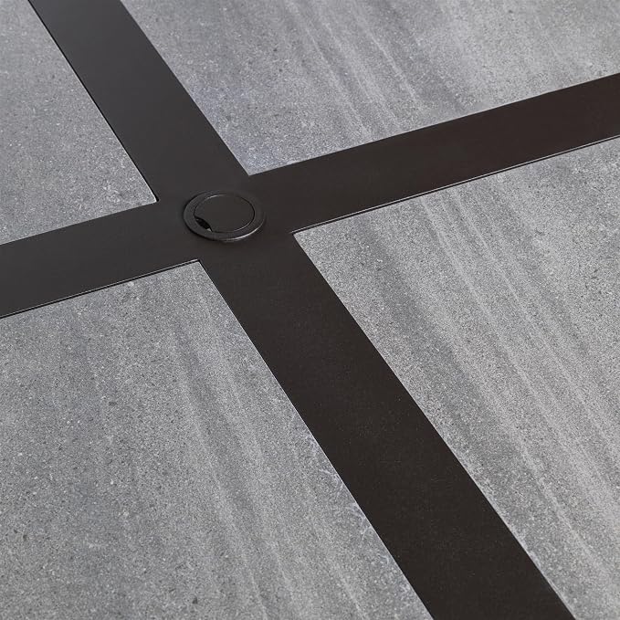 Garden Elements Outdoor Patio Dining Set, Square Aluminum Table with Drop Porcelain Tiles, Brown and Grey, 40"