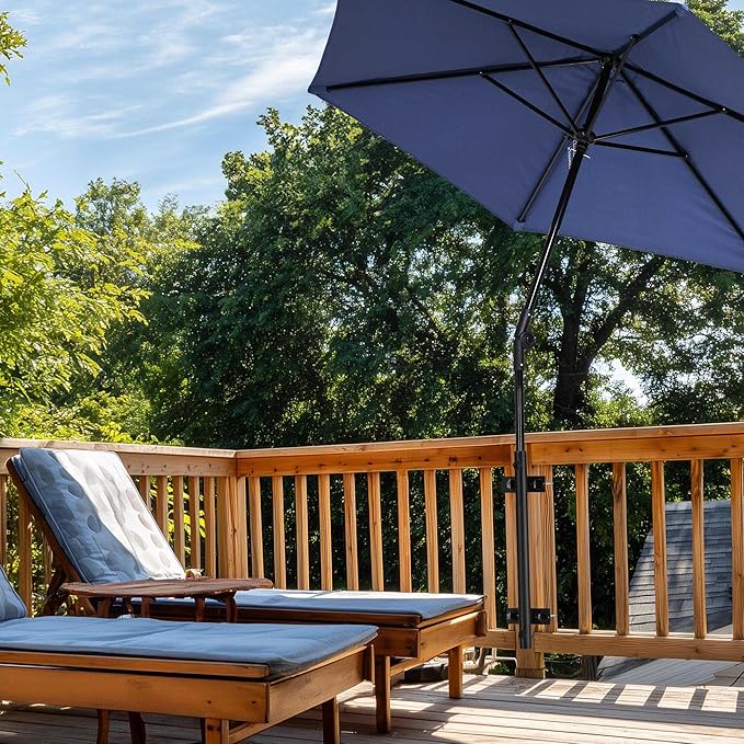 Yescom 7.5ft Outdoor Patio Deck Umbrella with Base Included Mount Holder Railing Clamp for Yard Garden Parasol Balcony Porch Small Shade