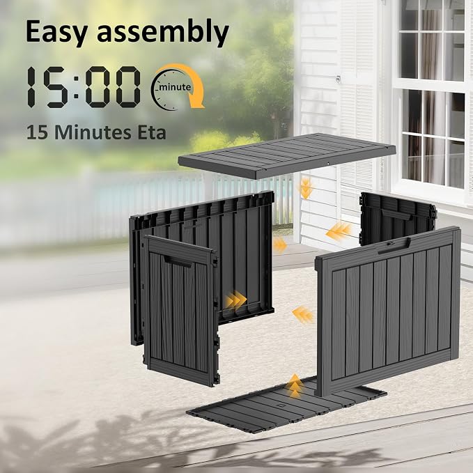 Package Delivery Box, Lockable Resin Outdoor Package, Waterproof Deck Box for Porches, Patios, Indoor & Outdoor Use (55 Gallon, Black)