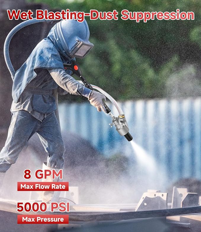 M MINGLE Pressure Washer Sandblasting Kit, 5000 PSI Wet Sand Blaster for Pressure Washer, Power Washer Sand Blaster Kit, 8.0 GPM, 1/4 Inch Quick Connect