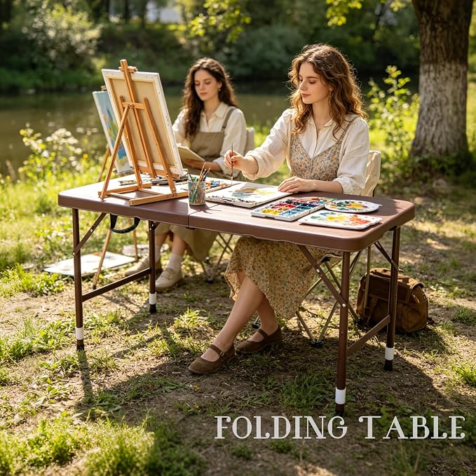 Portable Plastic Folding Table 4ft/6ft/8ft Heavy Duty White Black Picnic Dining Table Fold-in-Half for Camp Party Kitchen Indoor Outdoor
