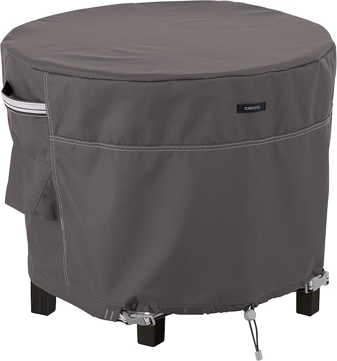 Classic Accessories Ravenna Water-Resistant 30 Inch Round Patio Ottoman/Table Cover, Outdoor Ottoman Cover