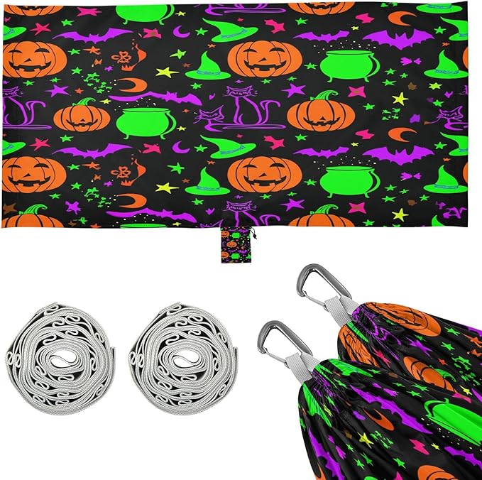 Hammocks for Outside Halloween Elements Camping Hammock Portable Hammocks with Tree Straps and Carry Bag Camping Accessories for Hiking Beach Outdoor