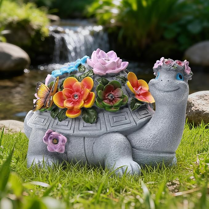 Large Solar Turtle Garden Statue,Outdoor Animal Statues for Garden,Yard,Lawn,Patio,Porch, Balcony, Unique Birthday Gifts for Mom, Women, and Grandma