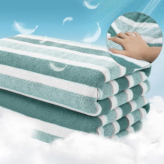 Lounge Chaise Chair Towel Cover,Pack of 2, Ultra Plush & Absorbent Micro Fleece Towel Cover for Pool,Beach,Outdoor(Garden, Courtyard)| Faster Drying, Non-Slip,2 Side Pockets | 85" x 30"-Green
