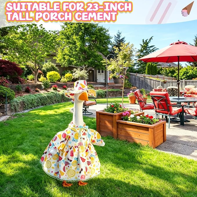 FuWeave Fall Porch Goose Outfit for Lawn Decor | Fits 23"/17" Lawn Plastic/Cement Statue Goose Costume Dress for Front Outdoor Courtyard Garden Patio Yard Decoration