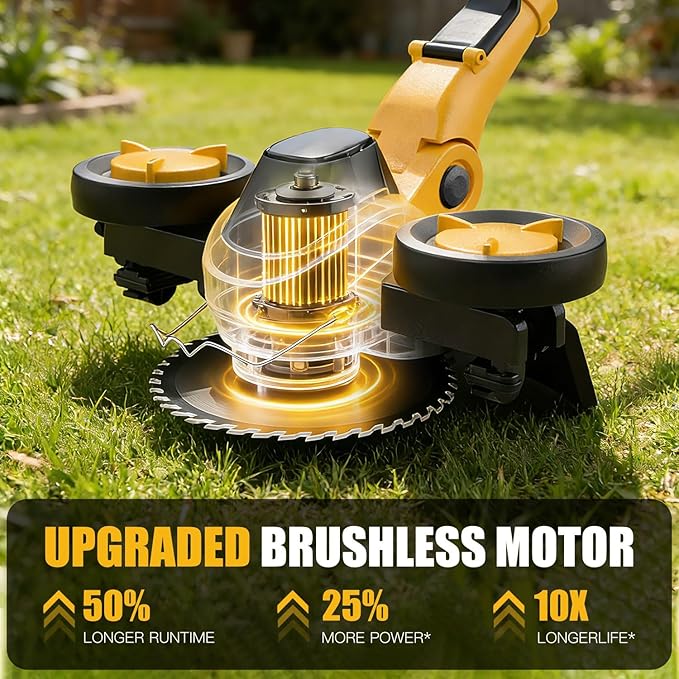 Weed Wacker Cordless Compatible with DEWALT 20V MAX Battery, Electric Weed Cordless Eater with 4 Types Blades, Brushless Grass Trimmer/Lawn Edger/Mower/Brush Cutter for Yard Garden(No Battery)