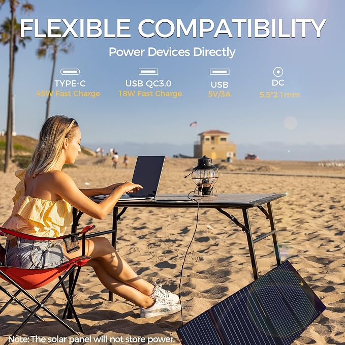 Lipower 100W Portable Solar Panels wtih Adjustable Stand,Foldable Solar Charger for Power Station, 23% High Efficiency ETFE Monocrystalline, USB & Type-C PD Output, IP64 Waterproof for Outdoor Camping