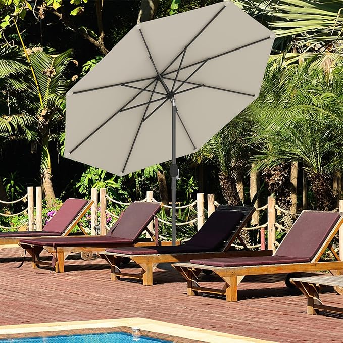 Giantex 9ft Patio Umbrella Outdoor, Market Table Umbrella w/Push Button Tilt and Crank, 180G Polyester Fabric and Sturdy Ribs, Sun Canopy Umbrellas for Patio Garden Beach Deck Pool
