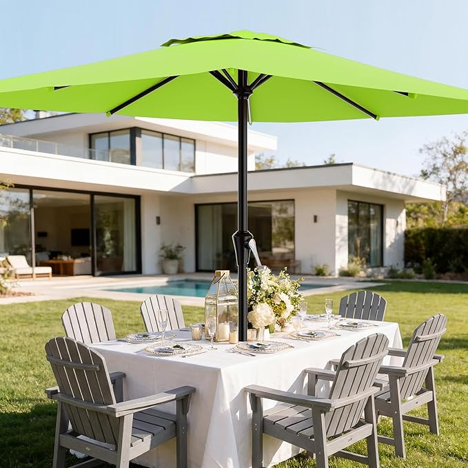 AreShark 8' x 10' Rectangle Patio Umbrellas for Outdoor, Outdoor Table Umbrella, Large Outdoor Patio Umbrellas with 8 Sturdy Ribs for Pool, Garden, Market (Apple Green)