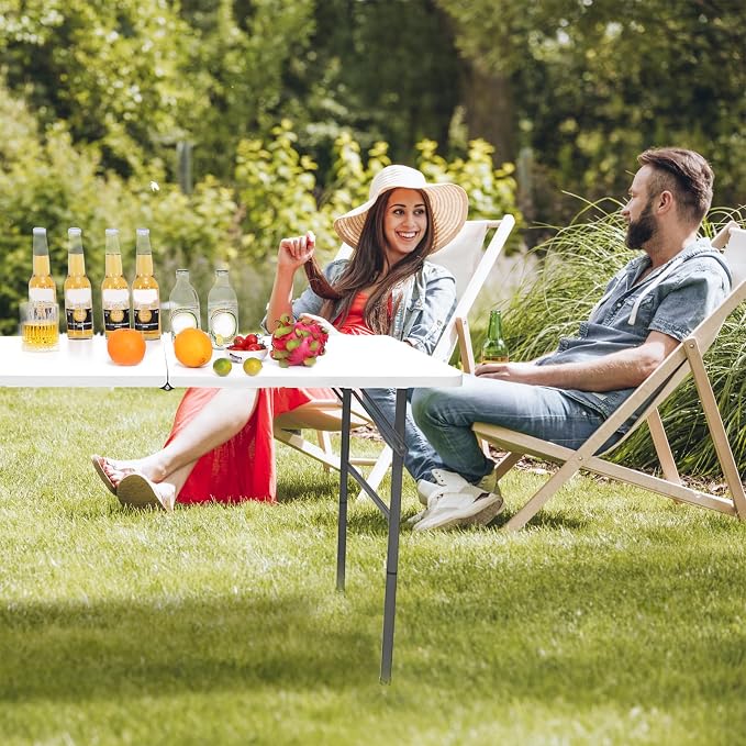 4FT Folding Table Portable Foldable Outdoor Camping Card Table Easy to Store Lightweight Durable Multi-Use Ideal for Picnics Parties Events and Home Use