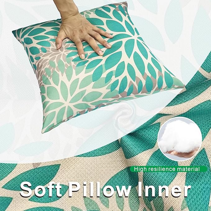 JMGBird Outdoor Pillows Pack of 2 Waterproof Throw Pillows with Insert 18×18 Inch Weather-Resistant Decorative Cushions for Patio Furniture Couch Sofa