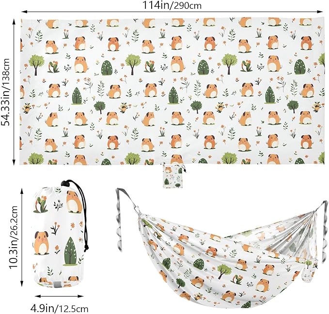 Camping Hammock Outdoor Hammocks for Outside Cavy Guinea Pig Beach Trees Portable Lightweight with Pockets Tree Straps Indoor