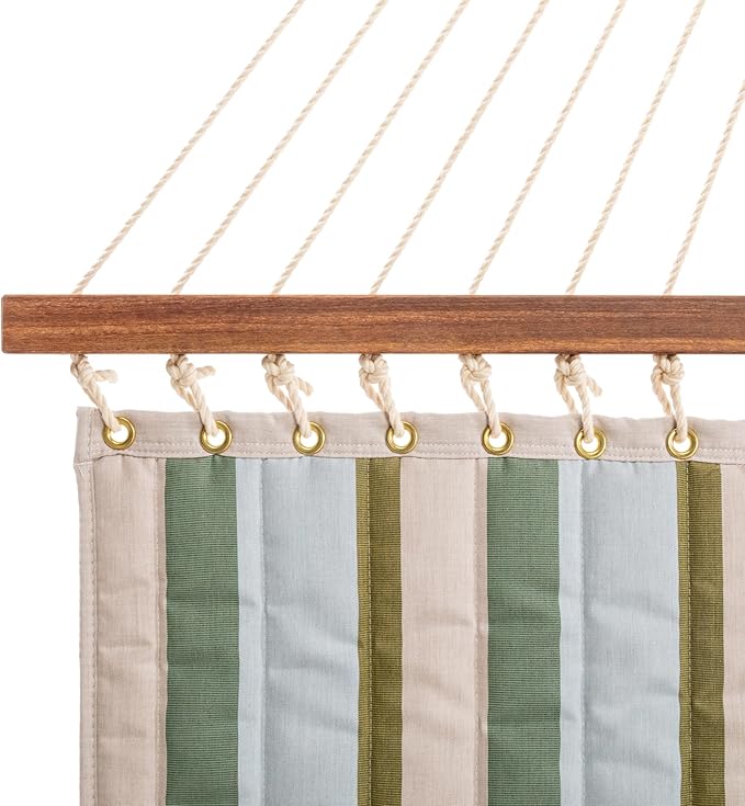Nags Head Hammocks Gateway Aloe Quilted Quilted Hammock, Constructed of Durable Fabrics, Cumaru Spreader Bar, Rolled Rim Grommets, Galvanized Hardware, Handcrafted in The Carolinas