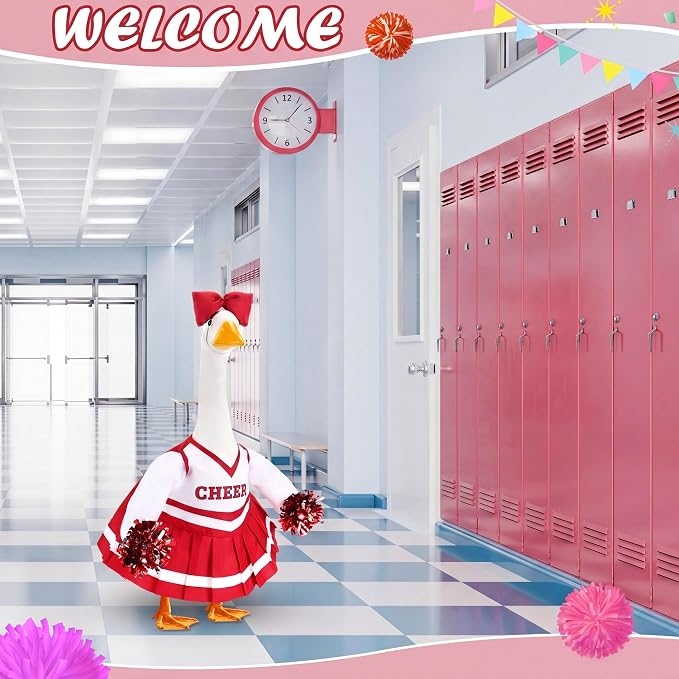 2 Pcs Cheerleader Porch Goose Outfit Clothes Cheerleading for 23" Goose Costume Garden Yard Outdoor Decorations