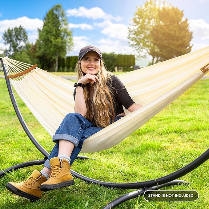 SUNCREAT Hammocks Hammock Replacement for Stand, Double Hammock with Carrying Bag, Hanging Straps, Beige