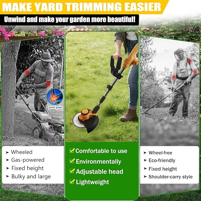 4 in 1 Electric Weed Wacker for Dewalt 20V Battery, 12" Weed Eater Battery Powered, 1300W Cordless String Trimme Edger/Bush Trimmer for Lawn, Yard, Garden Care(No Batteries)