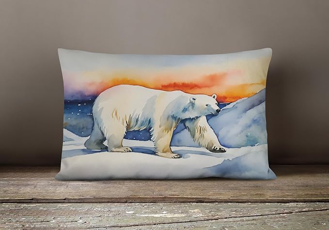 Caroline's Treasures DAC2978PW1216 Polar Bear Throw Pillow Machine Washable, Indoor Outdoor Decorative Pillow for Couch, Bed or Patio, 12HX16W