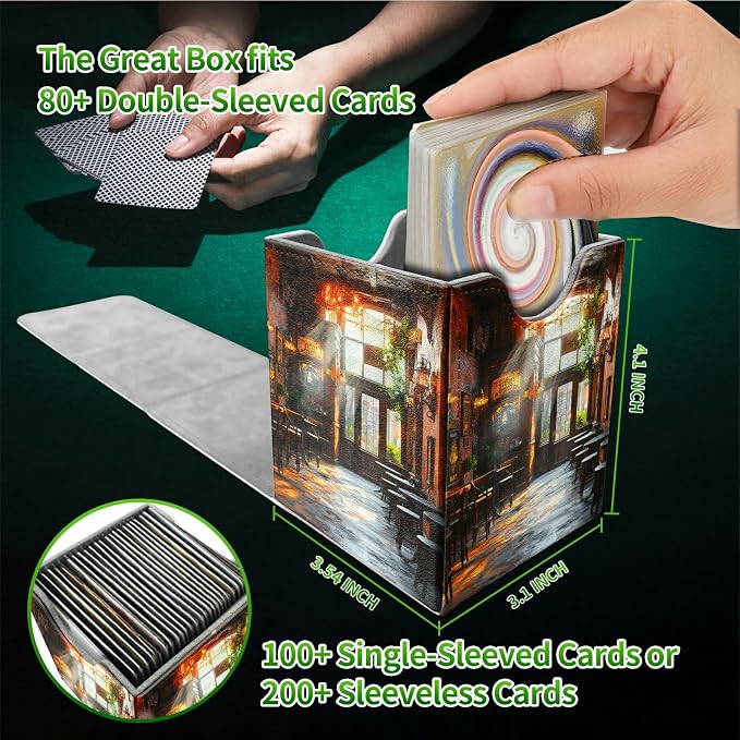 Vintage Book Dining Tube Card Deck Box for MTG, Personalized Card Storage Case Fits 120+ Sleeved Cards, Premium Leather TCG Box with Strong Magnetic Closure for Magic, PTCG, Baseball Cards