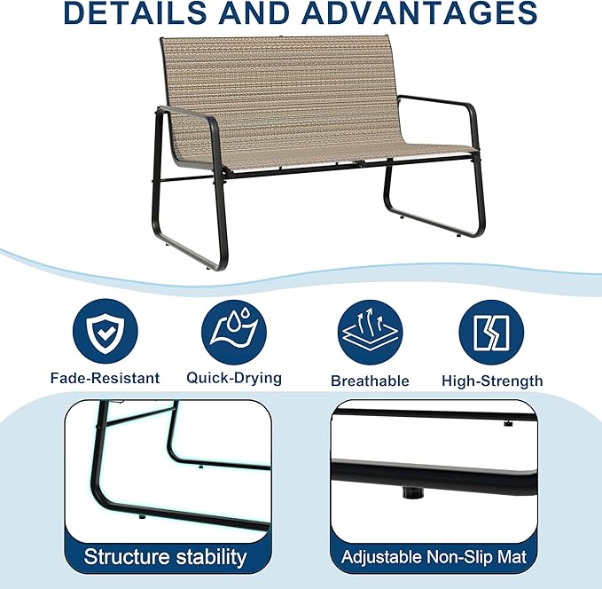 4-Piece Outdoor Patio Furniture Set, All-Weather & Easy Assembly Outdoor Conversation Set with Tempered Glass (2 Single Seats, 1 Loveseat, 1 Coffee Table) for Garden, Patio, Yard, Poolside