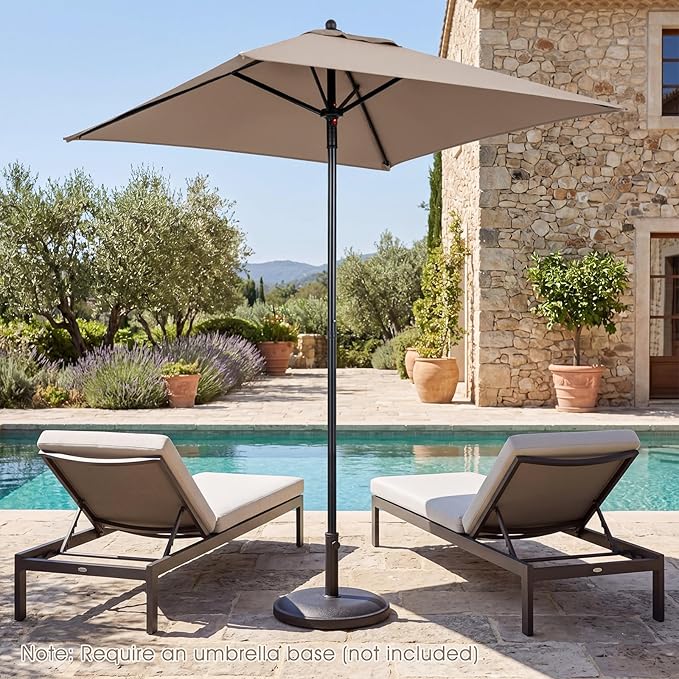 Tangkula 5 FT Patio Umbrella, Outdoor Table Market Umbrella with Quick-Release Button, 4 Sturdy Ribs, Fade Resistant & Waterproof Canopy, Sun-protective, for Garden, Poolside, Backyard (Tan)