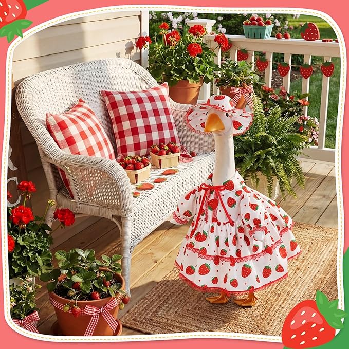 FuWeave Fall Porch Goose Outfit for Lawn Decor | Fits 23"/17" Lawn Plastic/Cement Statue Goose Costume Dress for Front Outdoor Courtyard Garden Patio Yard Decoration