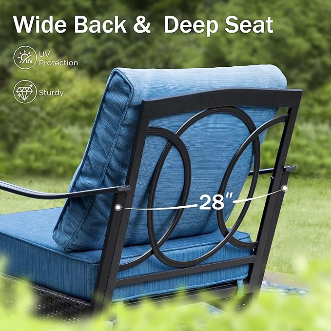PHI VILLA Rocking Patio Sofa Chairs - 2 PCS Outdoor Rocking Armchairs, Patio Seating with High Back Deep Seat for Porch Deck Balcony