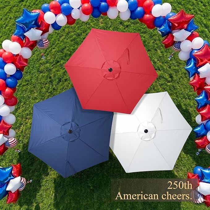 Yescom 7.5ft Outdoor Bistro Market Table Umbrella for Restaurant Cafe Rental Patio 250th Celebration Lawn Party Event Shade Yard Deck Railing Parasol